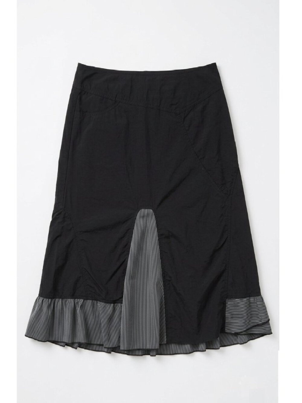 BGN&CO 🖤 BlackMixed-Media Pinstripe Accent Midi A-Line Skirt - SIZE 13/14